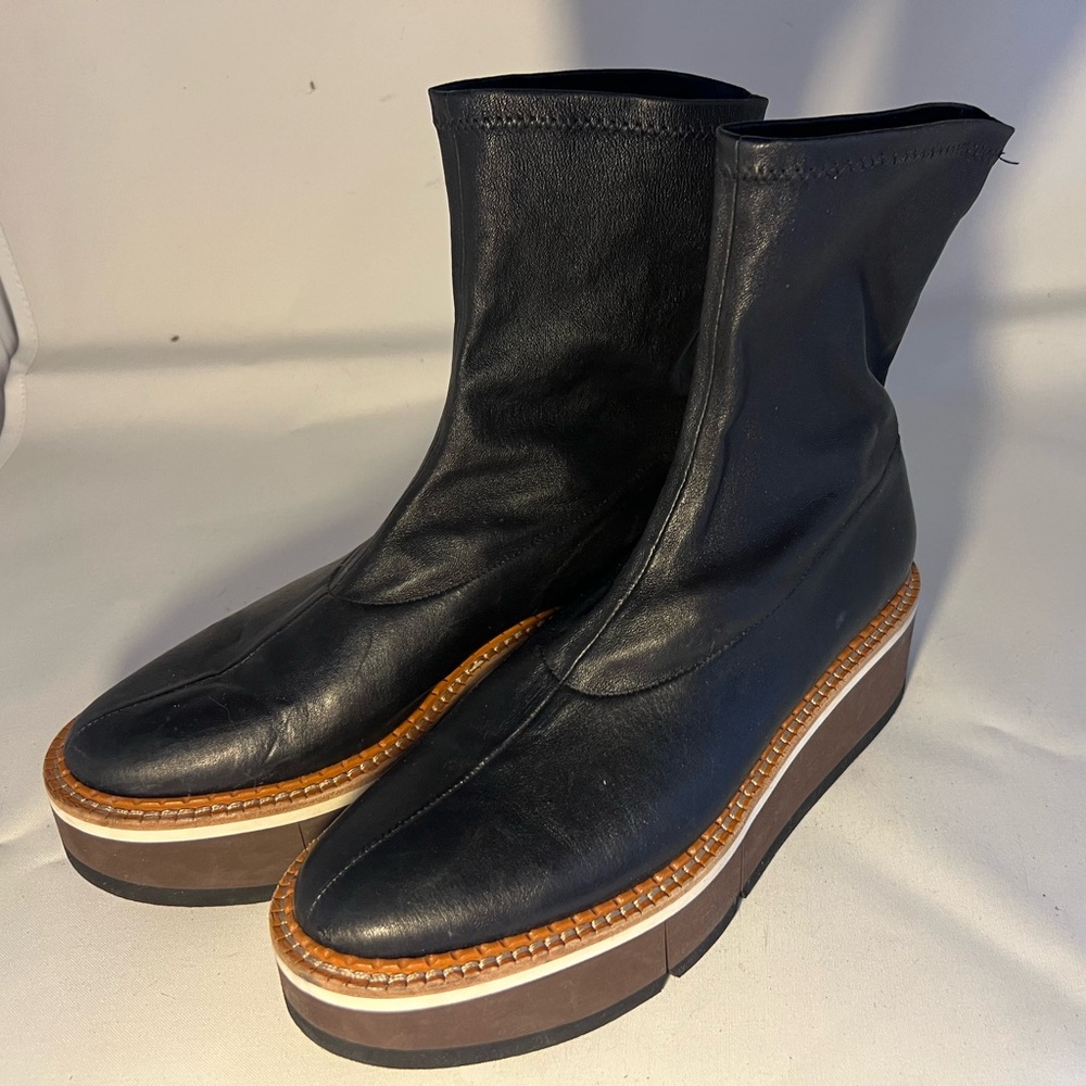 Robert Clergerie Britt Stretched leather platform boot 39